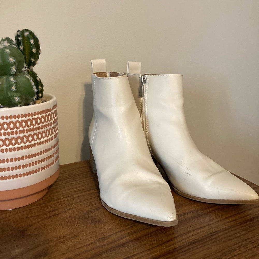 Stylish white ankle booties from Target